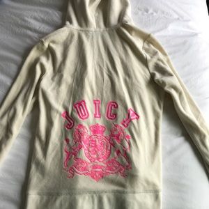 Off white, zip up juicy couture sweatshirt